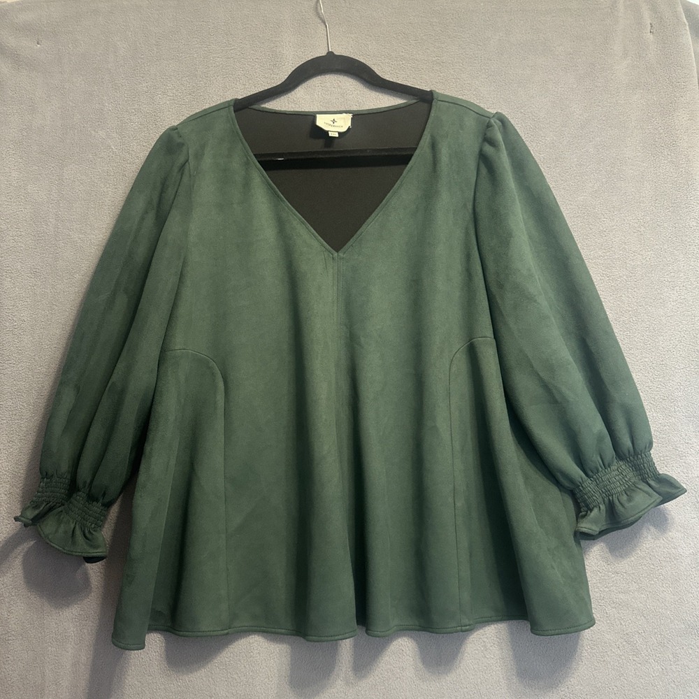 Tuckernuck Easton Faux Suede Swing Top Size XXL Malachite Green Holiday Preppy
